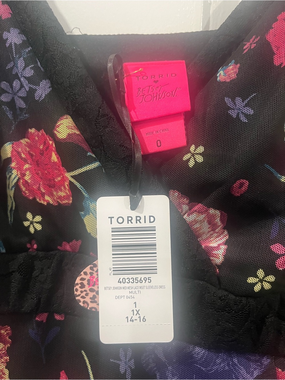 torrid Black Floral Midi Dress with Pink & Yellow Roses - Picture 3 of 3
